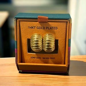 House of Harlow 196o 14KT gold plated tubogas style huggies earrings